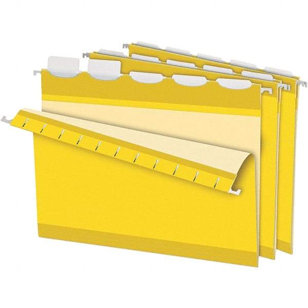 Pendaflex - 8-1/2 x 11", Letter Size, Yellow, Hanging File Folder - 11 Point Stock, 1/5 Tab Cut Location - All Tool & Supply