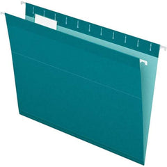 Pendaflex - 8-1/2 x 11", Letter Size, Teal, Hanging File Folder - 11 Point Stock, 1/5 Tab Cut Location - All Tool & Supply