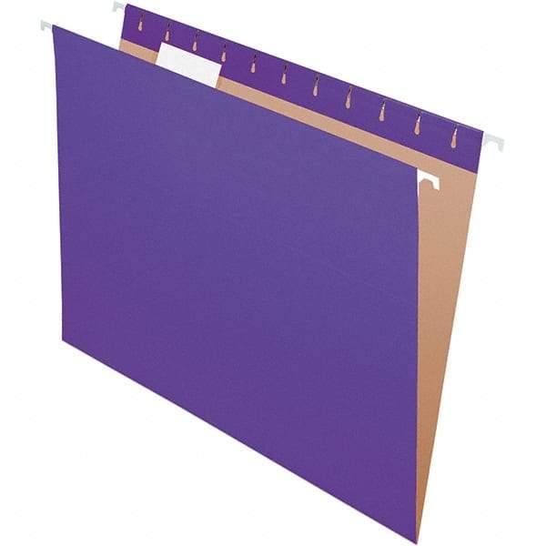 Pendaflex - 8-1/2 x 11", Letter Size, Violet, Hanging File Folder - 11 Point Stock, 1/5 Tab Cut Location - All Tool & Supply