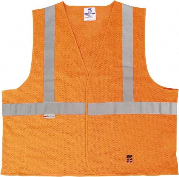 Viking - Size S/M High Visibility Orange Mesh Public Safety Vest - 37 to 39" Chest, ANSI 107-2015 Type R Class 2, Hook & Loop Closure, 2 Pockets, Polyester - All Tool & Supply