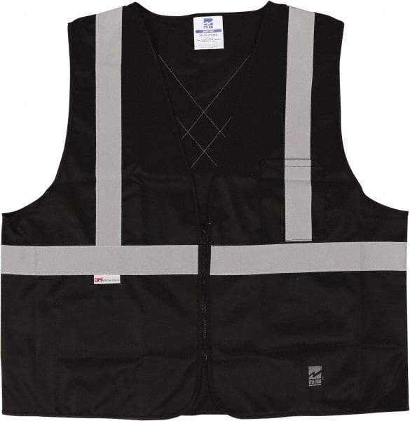 Viking - Size 2X/3XL High Visibility Black Solid Public Safety Vest - 51 to 55" Chest, ANSI 107-2015 Type R Class 2, Zipper Closure, 2 Pockets, Polyester - All Tool & Supply