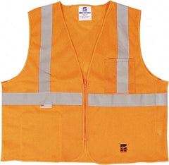 Viking - Size L/XL High Visibility Orange Mesh Public Safety Vest - 43 to 46" Chest, ANSI 107-2015 Type R Class 2, Zipper Closure, 2 Pockets, Polyester - All Tool & Supply