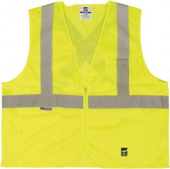 Viking - Size 2X/3XL High Visibility Green Mesh Public Safety Vest - 51 to 55" Chest, ANSI 107-2015 Type R Class 2, Zipper Closure, 2 Pockets, Polyester - All Tool & Supply