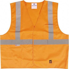 Viking - Size 2X/3XL High Visibility Orange Solid Public Safety Vest - 51 to 55" Chest, ANSI 107-2015 Type R Class 2, Hook & Loop Closure, 2 Pockets, Polyester - All Tool & Supply