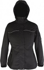 Viking - Size M, Black, Waterproof Jacket - 37" Chest, 4 Pockets, Detachable Hood, Hook & Loop Wrist - All Tool & Supply