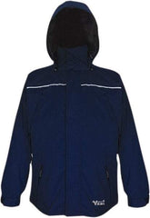 Viking - Size XL, Navy, Waterproof, Wind Resistant Jacket - 47" Chest, 5 Pockets, Detachable, Packable Hood, Hook & Loop Wrist - All Tool & Supply