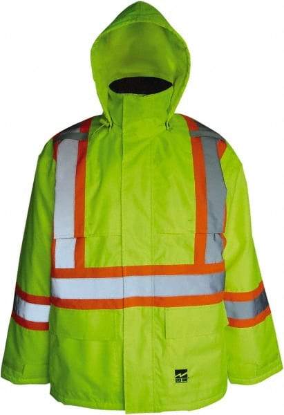 Viking - Size 3XL, High Visibility Lime, Cold Weather, Jacket - 55" Chest, 2 Pockets, Detachable Hood, Hook & Loop Wrist - All Tool & Supply