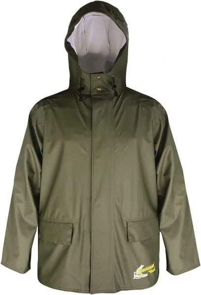 Viking - Size 2XL, Moss Green, Waterproof Jacket - 51" Chest, 2 Pockets, Detachable Hood, Snap at Wrist - All Tool & Supply