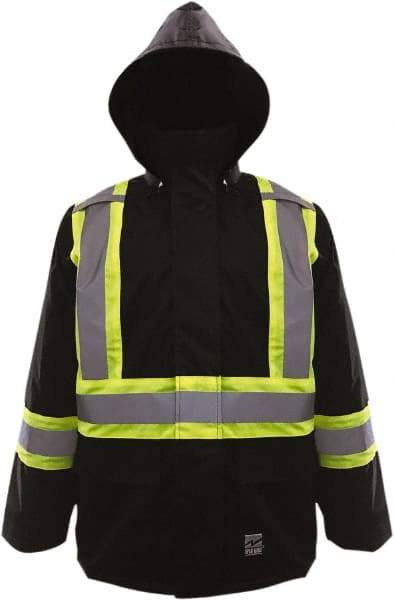 Viking - Size 4XL High Visibility & Water Resistant Jacket - Black, Polyester & Polyurethane, Zipper, Hook & Loop Closure, 58" Chest - All Tool & Supply