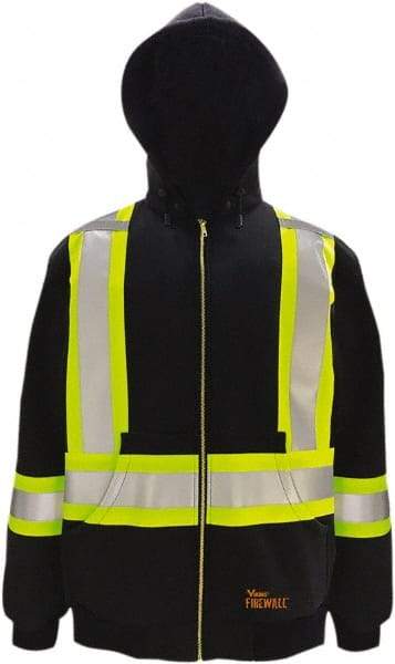 Viking - Size L Flame Resistant/Retardant Jacket - Black, Cotton, Zipper Closure, 43" Chest - All Tool & Supply
