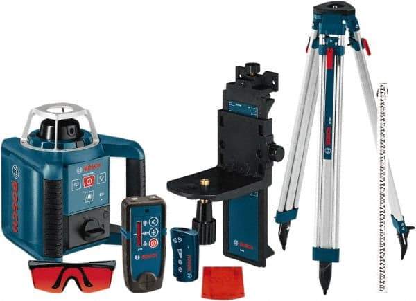 Bosch - 1,000' Measuring Range, 1/8" at 100' Accuracy, Self-Leveling Horizontal & Vertical Rotary Laser - ±5° Self Leveling Range, 1 Beam, 2-D Battery Included - All Tool & Supply