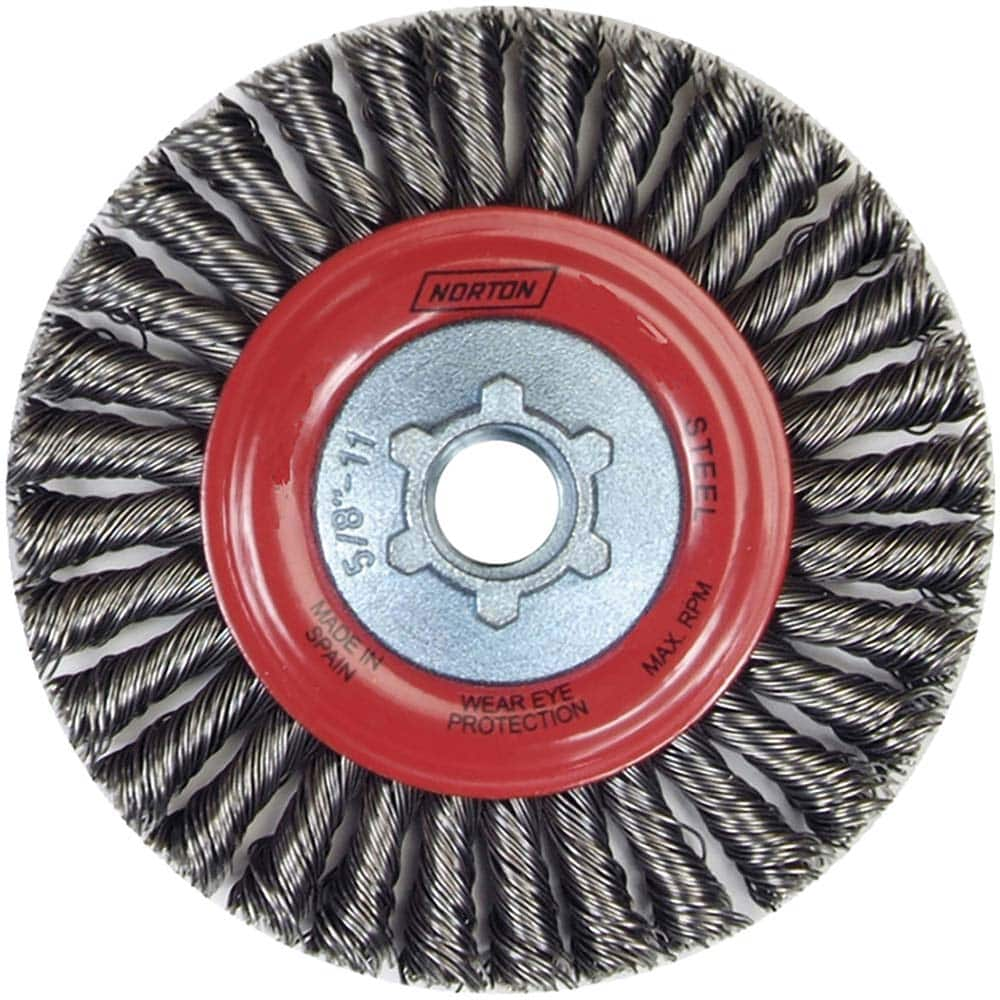 Norton - 9" OD, 5/8-11 Arbor Hole, Stringer Bead Carbon Wheel Brush - All Tool & Supply