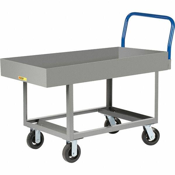 Little Giant - 2,000 Lb Capacity Steel Platform Truck - Steel Deck, 30" OAW, 49-1/2" Platform Length, Mold On Rubber Casters - All Tool & Supply