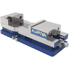 Kurt - 4" Jaw Width, 6-1/2" Jaw Opening Capacity, Horizontal Stationary Machine Vise - Manual Operation, 60 Lb Capacity, 1 Station, 14.56" Long x 84.47mm High x 1-15/64" Deep, 1.235" Jaw Height, 7,500 Lb Max Clamp Force, Ductile Iron - All Tool & Supply