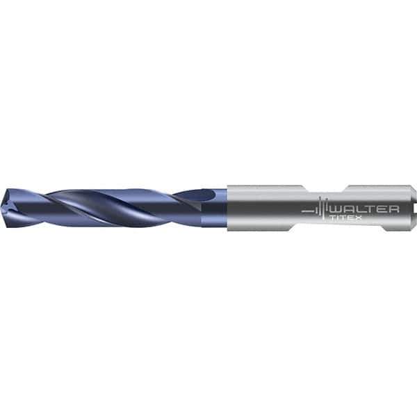 Walter-Titex - 5.1mm 140° Solid Carbide Screw Machine Drill Bit - Right Hand Cut, 28mm Flute Length, 66mm OAL, Straight Shank with Weldon Flat, Through Coolant - All Tool & Supply