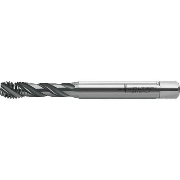 Walter-Prototyp - M10x1.50 Metric 3 Flute 6HX Semi-Bottoming Spiral Flute Tap - High Speed Steel, TiAlN Finish, 100mm OAL, Right Hand Flute, Right Hand Thread, Series TC121 - All Tool & Supply