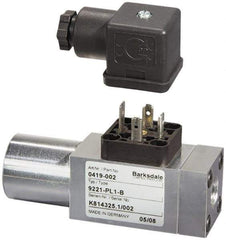 Barksdale - 220 to 2,900 psi Adjustable Range, 4,350 Max psi, Compact Pressure Switch - G 1/4 Female, DIN 43650, SPDT Contact, SS Wetted Parts, 2% Repeatability - All Tool & Supply