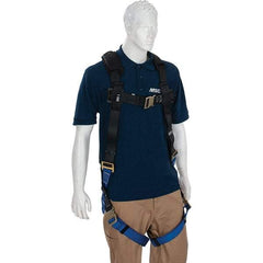 PRO-SAFE - 310 Lb Capacity, Size X-Large, Full Body Quick-Connect Harness - Polyester, Quick-Connect Leg Straps, Tongue Buckle Chest Strap, Gray/Blue, Airflow Backpad, AntiTangle Strap & Back D Ring - All Tool & Supply