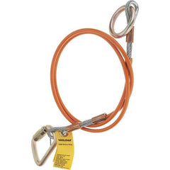 PRO-SAFE - 6' Long, D-Ring Anchor Sling - 350 Lb Capacity, Vinyl Coated Galvanized Steel Cable - All Tool & Supply