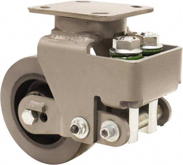 Hamilton - 6" Diam x 2" Wide, Polyurethane Mold on to Cast Iron Center Swivel Caster - 1,645 Lb Capacity, Top Plate Mount, 4" x 5" Plate, Sealed Precision Ball Bearing Bearing - All Tool & Supply