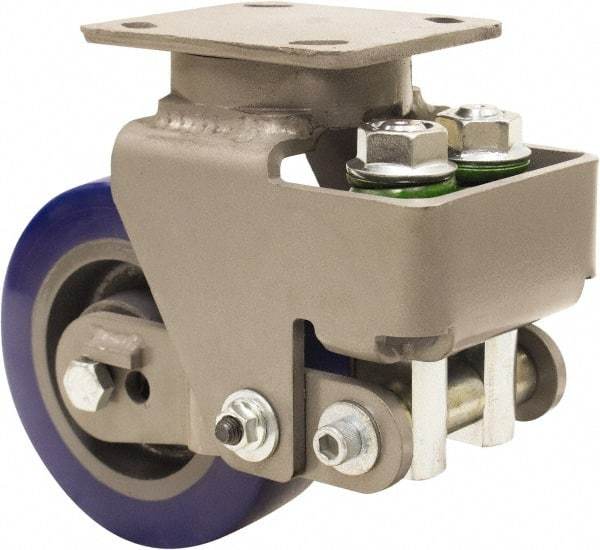 Hamilton - 6" Diam x 2" Wide, Polyurethane Mold on to Cast Iron Center Swivel Caster - 1,300 Lb Capacity, Top Plate Mount, 4" x 5" Plate, Sealed Precision Ball Bearing Bearing - All Tool & Supply