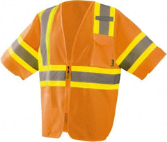 OccuNomix - Size 5XL High Visibility Orange Mesh General Purpose Vest - ANSI 107-2015, Zipper Closure, 3 Pockets, Polyester - All Tool & Supply