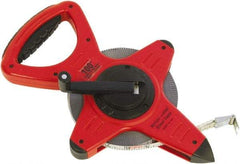 CST/berger - 100' x 1/2" White Fiberglass Blade Tape Measure - 1/8" Graduation, Red/Black Steel Case - All Tool & Supply