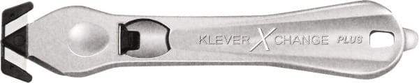 Klever Innovations - Recessed/Hook Blade Safety Cutter - 1-3/8" Carbon Steel Blade, Silver Magnesium Handle, 1 Blade Included - All Tool & Supply