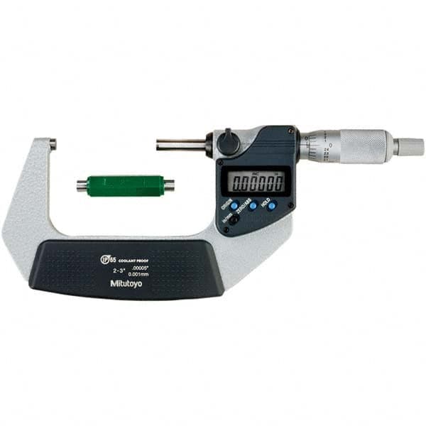 Mitutoyo - Electronic Outside Micrometers Type: Coolant-proof Minimum Measurement (Decimal Inch): 2.0000 - All Tool & Supply