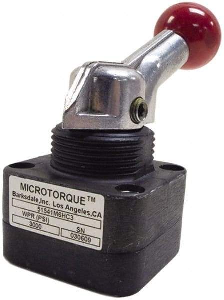 Barksdale - 2.8 GPM 0.17 Inlet Anodized Aluminum Hydraulic Control Valve - 0.17 Thread, 6,000 psi, 3" High x 2.03" Wide x 4.11" Long, 0.4 CV Rate - All Tool & Supply