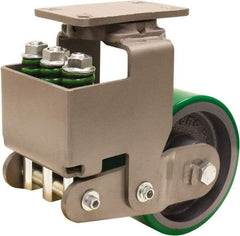 Hamilton - 6" Diam x 3" Wide, Polyurethane Mold on to Cast Iron Center Swivel Caster - 3,145 Lb Capacity, Top Plate Mount, 4-1/2" x 6-1/2" Plate, Sealed Precision Ball Bearing Bearing - All Tool & Supply