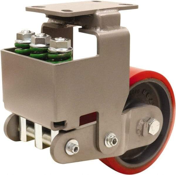 Hamilton - 8" Diam x 3" Wide, Polyurethane Mold on to Cast Iron Center Rigid Caster - 2,500 Lb Capacity, Top Plate Mount, 4-1/2" x 6-1/2" Plate, Sealed Precision Ball Bearing Bearing - All Tool & Supply