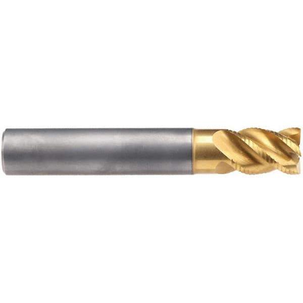 Emuge - 20mm Diam, 26mm LOC, 4 Flute Solid Carbide Roughing & Finishing End Mill - TiN/TiAlN Finish, 92mm OAL, 20mm Shank Diam, Cylindrical Shank, 45° Helix, Stub Length - All Tool & Supply