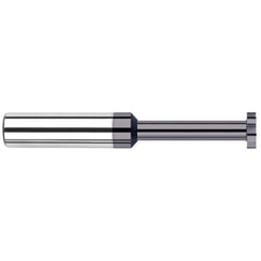 Woodruff Keyseat Cutter: 0.1562″ Cut Dia, 0.031″ Cut Width, 3/16″ Shank Dia, Straight Tooth 2″ OAL, 6 Teeth, Solid Carbide, AlTiN Finish