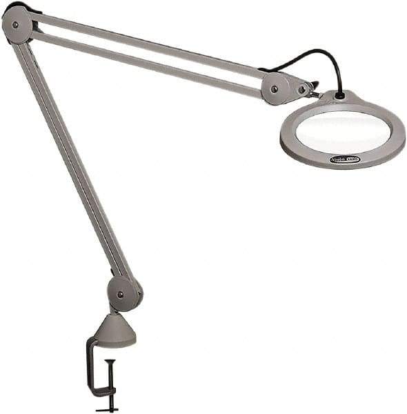 Vision Engineering - 30" Arm, Spring Suspension, Clamp Mount, LED, Light Gray, Magnifying Task Light - 10 Watts, 100-240 Volts, 2.25x Magnification, 5" Wide x 8" Long - All Tool & Supply