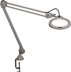 Vision Engineering - 30" Arm, Spring Suspension, Clamp Mount, LED, Light Gray, Magnifying Task Light - 10 Watts, 100-240 Volts, 1.75x Magnification, 5" Wide x 13" Long - All Tool & Supply