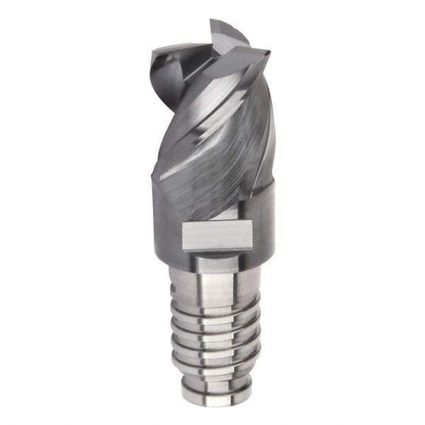 Kennametal - 12mm Diam, 9mm LOC, 3 Flute, 0.4mm Corner Radius End Mill Head - Solid Carbide, AlTiN Finish, Duo-Lock 12 Connection, Spiral Flute, 42, 45 & 48° Helix, Centercutting - All Tool & Supply