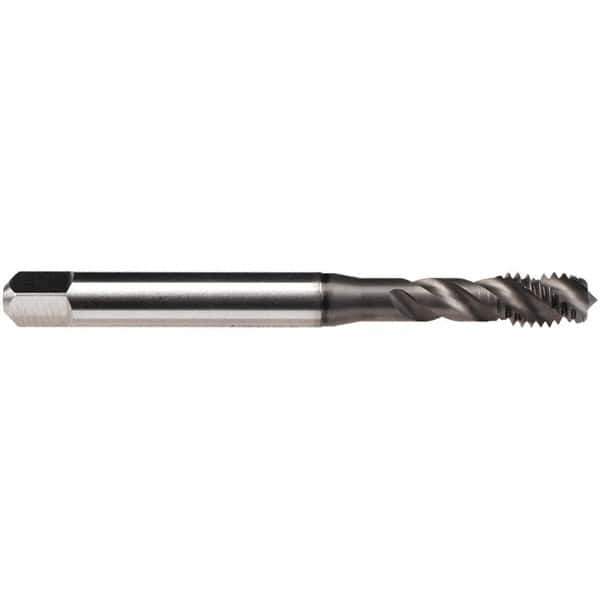 Emuge - M2.5x2.50 Metric, 4 Flute, 45° Helix, Bottoming Chamfer, GLT-1 Finish, High Speed Steel Spiral Flute STI Tap - Right Hand Flute, 50mm OAL, 2.8mm Shank Diam, 9mm Thread Length, 6H (mod) Class of Fit, Series Enorm Z/E - Exact Industrial Supply