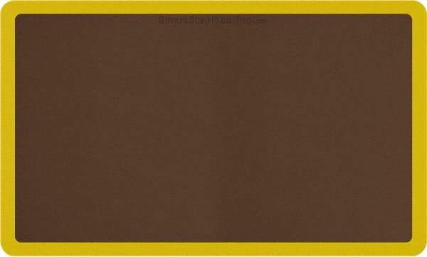 Smart Step - 5' Long x 3' Wide, Dry Environment, Anti-Fatigue Matting - Brown with Yellow Borders, Urethane with Urethane Sponge Base, Beveled on All 4 Sides - All Tool & Supply