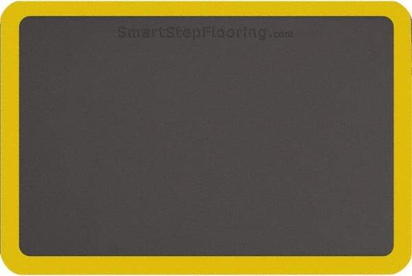 Smart Step - 3' Long x 2' Wide, Dry Environment, Anti-Fatigue Matting - Gray with Yellow Borders, Urethane with Urethane Sponge Base, Beveled on All 4 Sides - All Tool & Supply