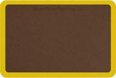 Smart Step - 3' Long x 2' Wide, Dry Environment, Anti-Fatigue Matting - Brown with Yellow Borders, Urethane with Urethane Sponge Base, Beveled on All 4 Sides - All Tool & Supply