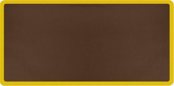 Smart Step - 6' Long x 3' Wide, Dry Environment, Anti-Fatigue Matting - Brown with Yellow Borders, Urethane with Urethane Sponge Base, Beveled on All 4 Sides - All Tool & Supply