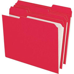 Pendaflex - 11-5/8 x 9-1/2", Letter Size, Red, File Folders with Top Tab - 11 Point Stock, Assorted Tab Cut Location - All Tool & Supply