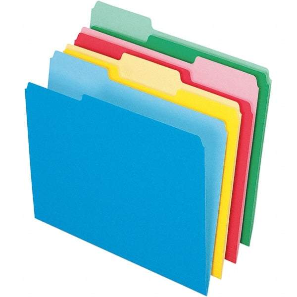 Pendaflex - 11-5/8 x 9-1/2", Letter Size, Assorted Colors, File Folders with Top Tab - 11 Point Stock, Assorted Tab Cut Location - All Tool & Supply