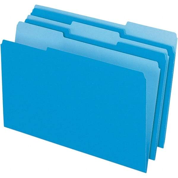 Pendaflex - 14-5/8 x 9-1/2", Legal, Blue/Light Blue, File Folders with Top Tab - 11 Point Stock, Assorted Tab Cut Location - All Tool & Supply