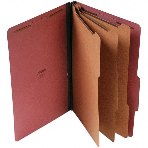 UNIVERSAL - 15 x 10-3/8", Legal, Red, Classification Folders with Top Tab Fastener - 25 Point Stock, Right of Center Tab Cut Location - All Tool & Supply