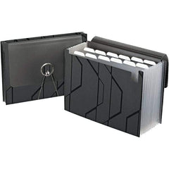 Pendaflex - 11-3/4 x 9-1/2", Letter Size, Black, Expandable File Folders with Elastic Cord Closure - 1/6 Tab Cut Location - All Tool & Supply