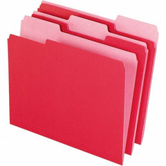 Pendaflex - 11-5/8 x 9-3/16", Letter Size, Red, File Folders with Top Tab - 11 Point Stock, Assorted Tab Cut Location - All Tool & Supply