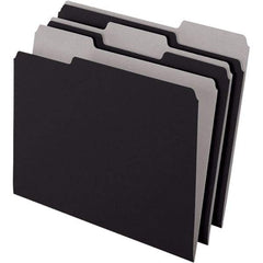 Pendaflex - 11-5/8 x 9-3/16", Letter Size, Black, File Folders with Top Tab - 11 Point Stock, Assorted Tab Cut Location - All Tool & Supply