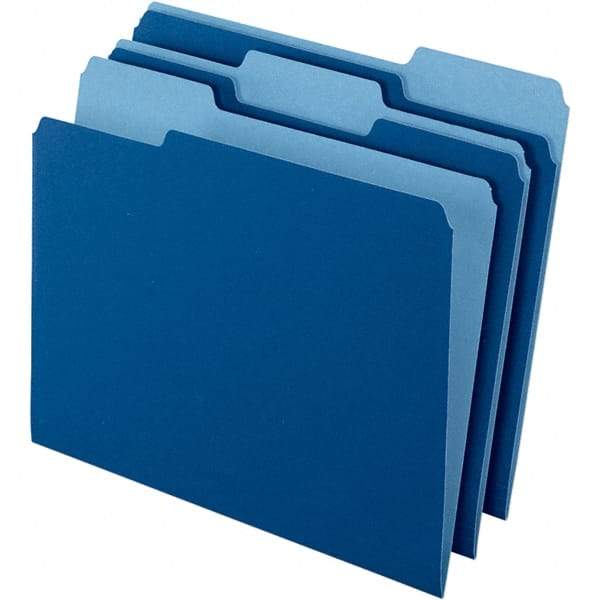 Pendaflex - 11-5/8 x 9-3/16", Letter Size, Navy Blue, File Folders with Top Tab - 11 Point Stock, Assorted Tab Cut Location - All Tool & Supply